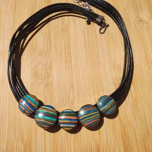 Jay King DTR 925 Sterling Silver Turquoise Rainbow Calsilica Reversible - Picture 10 of 10